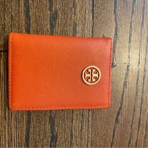 Tory Burch Vibrant Orange Key & Card Holder